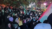 مردم مشهد در حمایت از مقاومت فلسطین برای برپایی جشن گرد هم آمدند+فیلم