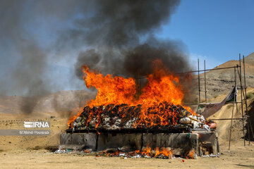 Iran's police burns  over 3 mt of seized narcotics in Karaj