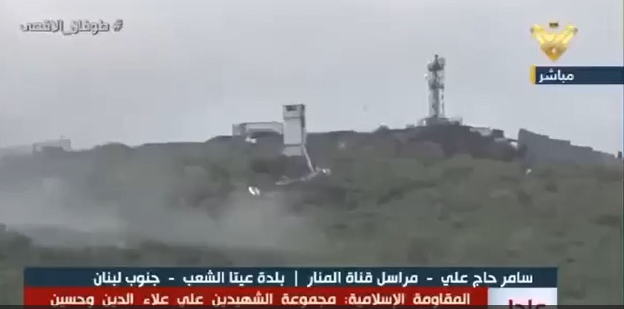 پرچم حزب الله در کنار موضع نظامی ارتش اسرائیل + فیلم