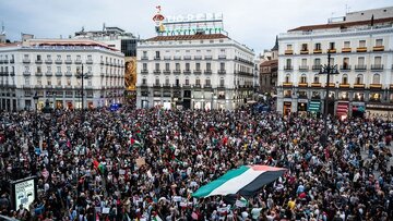 نمایش بزرگ حمایت از فلسطین در اسپانیا