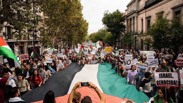 نمایش بزرگ حمایت از فلسطین در اسپانیا