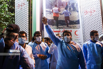 People gather in a square in Tehran to condemn Zionists’ crimes