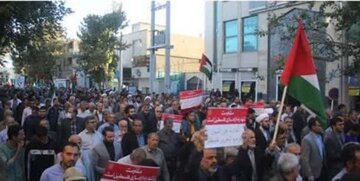 خروش زادگاه امام راحل در حمایت از مردم بی دفاع فلسطین/ فیلم