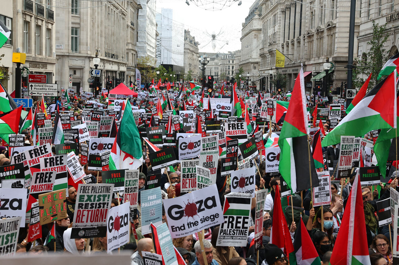ده‌ها هزار حامی فلسطین بار دیگر در خیابان‌های لندن سرازیر شدند