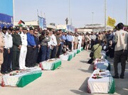 پیکرهای مطهر ۲۲ شهید دفاع مقدس از مرز شلمچه به وطن بازگشت