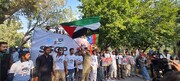 فریاد "لبیک یا قدس" دانشجویان پاکستان/راهپیمایی به سمت سفارت آمریکا+فیلم