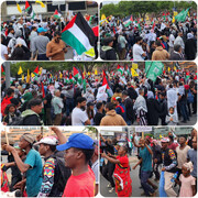 تظاهرات آفریقایی‌ها در حمایت از غزه همزمان با روز مبارزه با استکبار جهانی