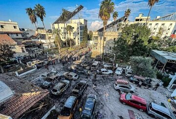 تکرار بمباران ورودی بیمارستان الشفاء این بار در بیمارستان النصر غزه + فیلم