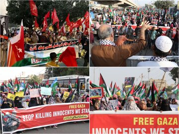 تظاهرات زنان و فعالان کارگری در پاکستان برای همبستگی با ملت فلسطین