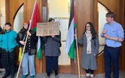 تجمع حامیان فلسطین مقابل ساختمان وزارت حمل‌ونقل ایرلند