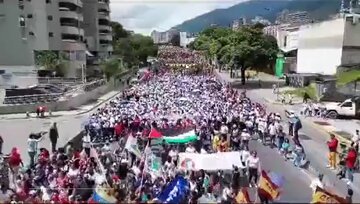 Manifestation massive à Caracas au Venezuela en soutien à Gaza