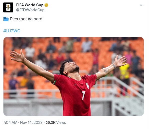 ستاره تیم فوتبال نوجوانان روی سایت فیفا «از اون عکسای خوب»