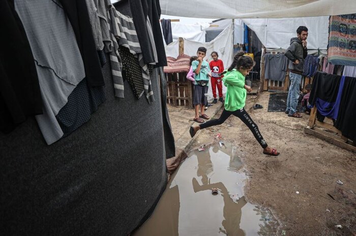 باران و تعمیق بحران آوارگان در مرکز و جنوب نوار غزه