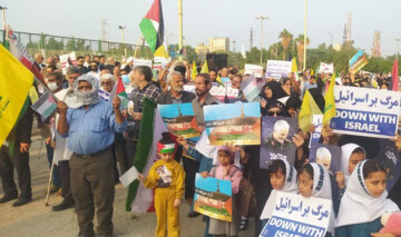 تجمع مردم آبادان در حمایت از کودکان غزه + فیلم