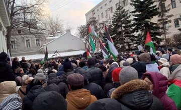 برپایی تجمع مردمی در حمایت از ملت فلسطین در مسکو + فیلم