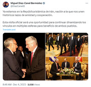 رئیس‌جمهوری کوبا: سفر به ایران، فرصتی برای تقویت روابط دو ملت است