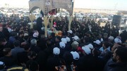 مردم انقلابی گناباد از پیکر مطهر یک شهید گمنام دفاع مقدس استقبال کردند