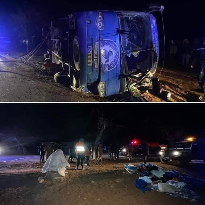 مرگ دردناک دروازهبان و مربی تیم الجزایری در تصادف اتوبوس