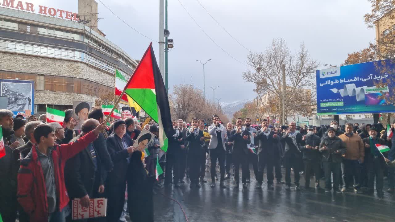 راهپیمایی نمازگزاران همدانی در حمایت از مردم مظلوم غزه+فیلم