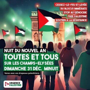 France : la police interdit le port du drapeau palestinien lors des festivités du Nouvel an (90 000 policiers déployés)