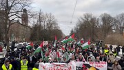 حامیان فلسطین در خیابان‌های پایتخت دانمارک راهپیمایی کردند+فیلم