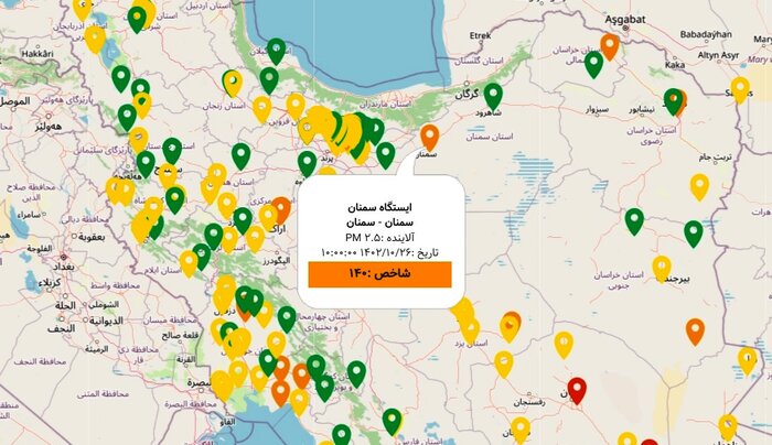 تداوم هوای «ناسالم برای گروههای حساس» در اثر پایداری جوی در سمنان