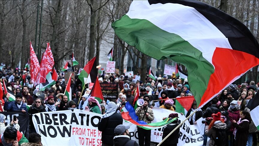 هزاران نفر در بلژیک در حمایت از فلسطین تظاهرات کردند