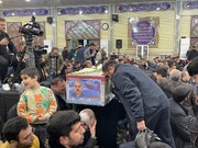 مراسم وداع با پیکر مطهر شهید «صادق امیدزاده» در کرمانشاه برگزار شد