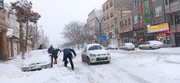 بارش سنگین برف، تردد در شهر اردبیل را مختل کرد