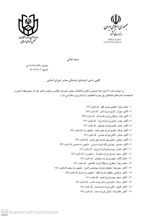 اسامی نهایی نامزدهای انتخابات مجلس شورای اسلامی حوزه اسلام آباد غرب و دالاهو اعلام شد