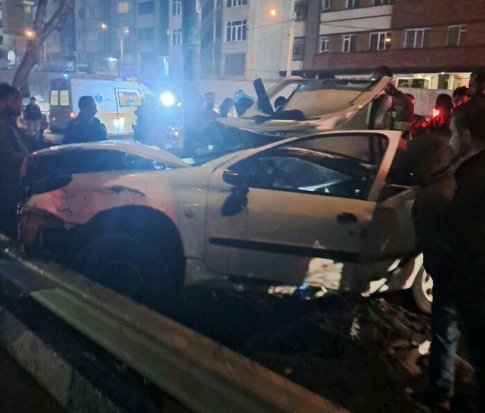 تصادف مرگبار ۲ خودرو سواری در تهران+ تصاویر
