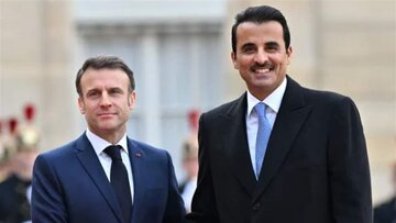 بررسی آخرین تحولات غزه در دیدار امیر قطر و رئیس جمهور فرانسه