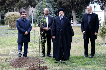 Presidente iraní planta un árbol joven