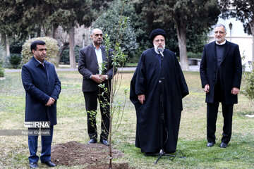 Presidente iraní planta un árbol joven