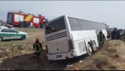 واژگونی اتوبوس در فارس ۱۵ مصدوم برجا گذاشت 