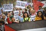 تظاهرات گسترده در مادرید برای همبستگی با غزه و زنان فلسطینی + فیلم
