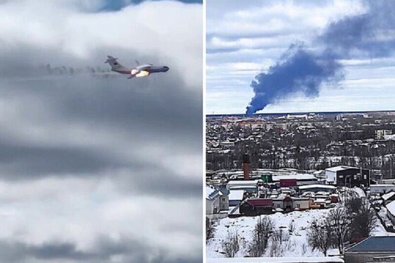 سقوط هواپیمای ترابری نظامی با ۱۵ سرنشین در روسیه + فیلم