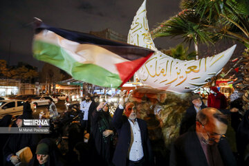 Soutien à Gaza : un groupe de personnes réunis à Téhéran pour condamner les crimes israéliens le 25 mars 2024. (Photo : Mohammad Mahdi Pourarab)