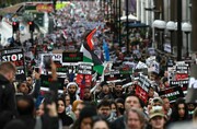 لندن برای بیست‌وچهارمین هفته متوالی صحنه تظاهرات حامیان فلسطین شد + فیلم
