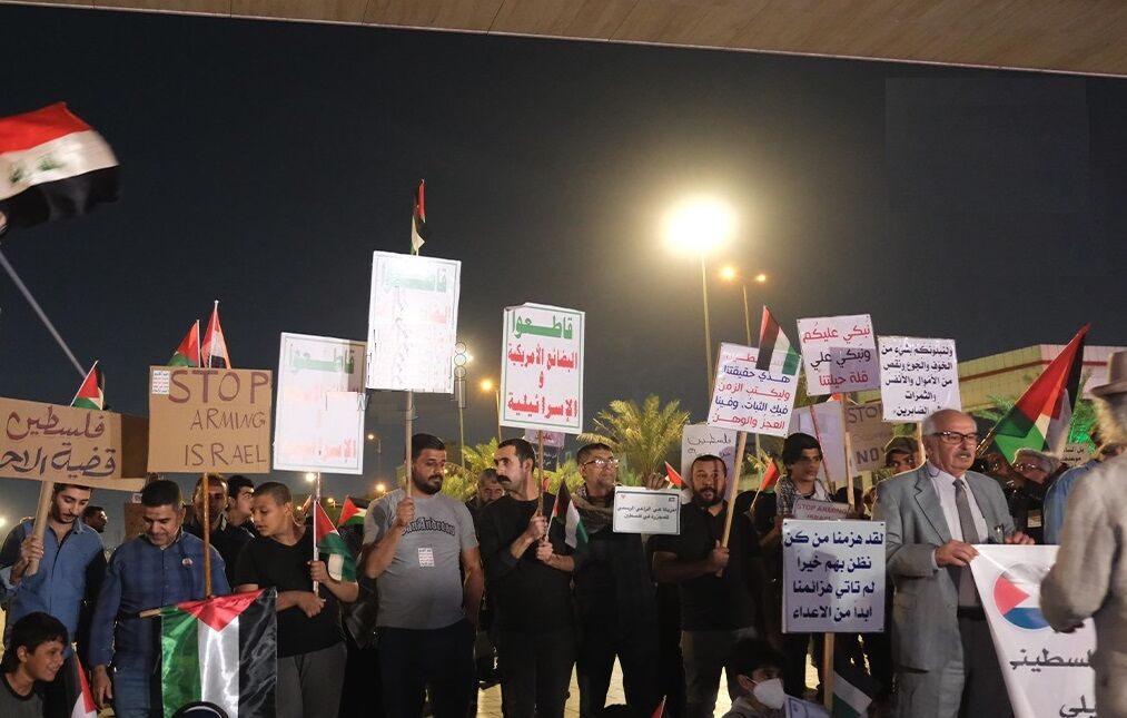تظاهرات عراقی‌ها در میدان التحریر بغداد در حمایت از مردم غزه