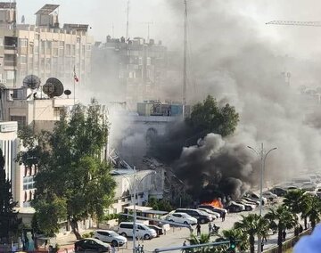 حمله اسرائیل به کنسولگری ایران در دمشق/ حضور وزیر خارجه سوریه در محل سفارت + فیلم