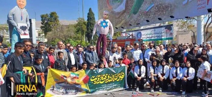 فیلم | جلوه‌هایی از حضور جامعه ورزش و جوانان در راهپیمایی روز جهانی قدس در شیراز 