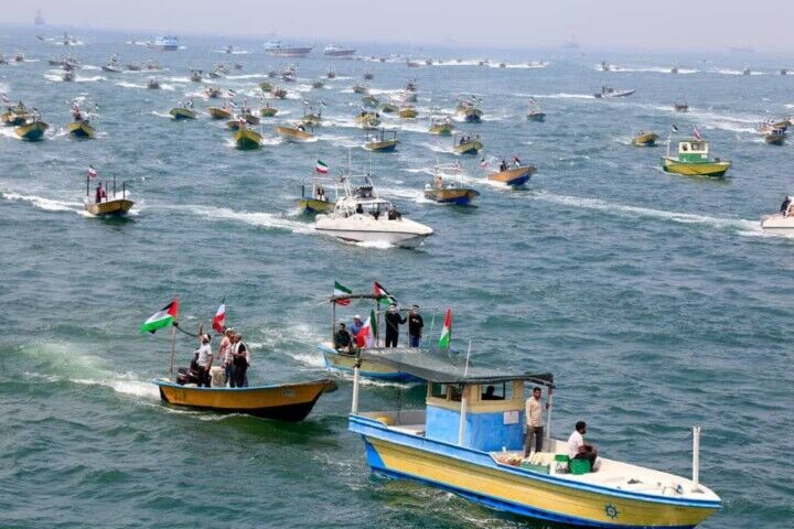 بالصور..  المناورة البحرية الشعبية لدعم فلسطين في الخليج الفارسي