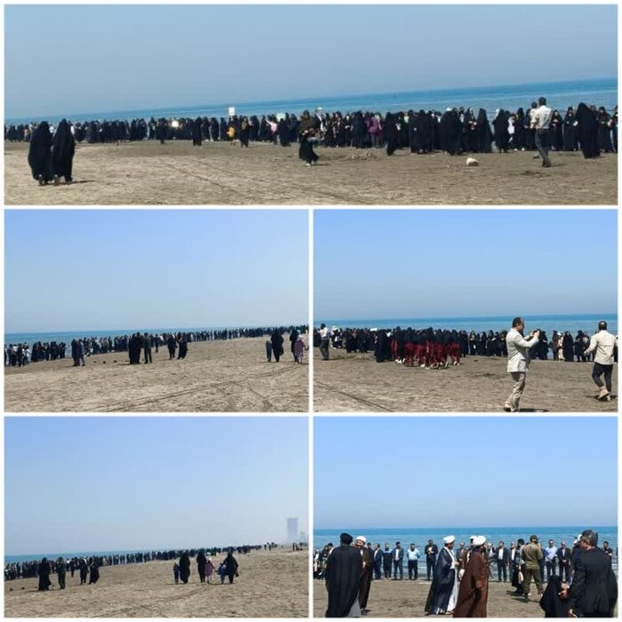 شکل‌گیری زنجیره مردمی حمایت از عملیات وعده صادق در سواحل دریای مازندران+ فیلم