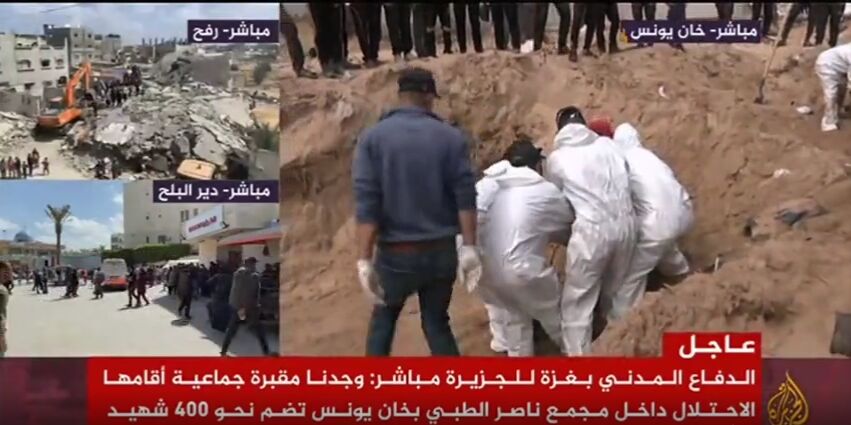 Découverte de corps de 150 autres Palestiniens dans une fosse commune à Khan Yunis / 500 personnes sont toujours portées disparues + vidéo