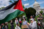 هزاران نفر در واشنگتن در حمایت از فلسطین راهپیمایی می کنند