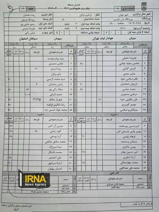 اختصاصی ایرنا؛ رضاییان مقابل پرسپولیس بازی می‌کند +سند