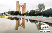 فیلم/ جلوه‌هایی زیبا از بارش باران در یزد