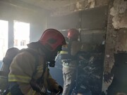 مهار آتش سوزی در ساختمان هفت طبقه تجاری  در کرج