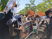 راهپیمایی ضدصهیونیستی دانشجویان پاکستانی با شعارهای لبیک یا اقصی + فیلم